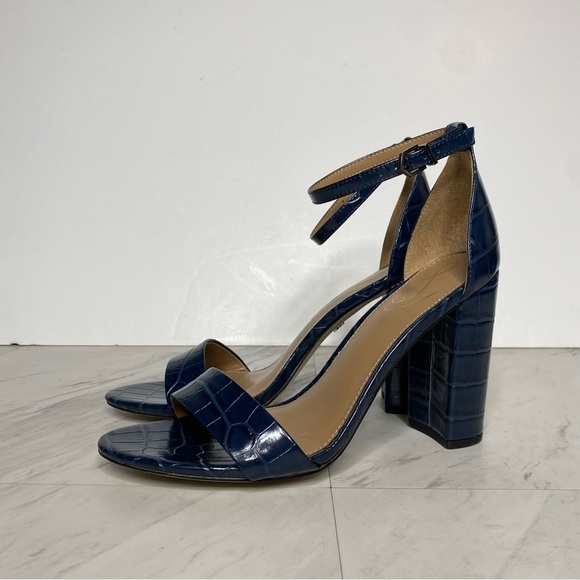 Sam Edelman Yaro Blue Crocodile Block Heel Sandal 9 1/2 M - Picture 14 of 14